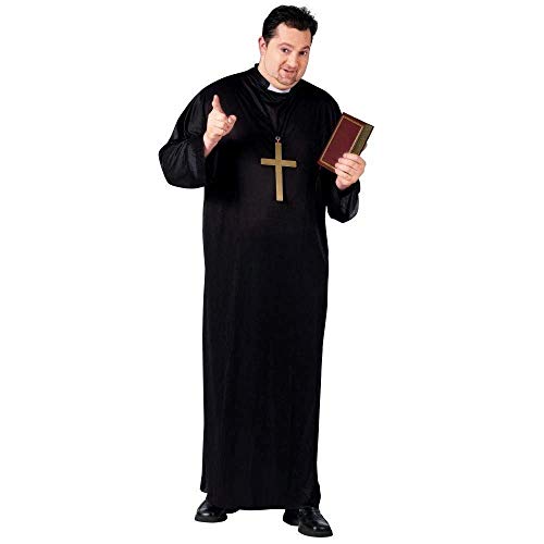 Fun World Men's Plus-Size Priest Plus Size Adult Costume, Black, Plus Size up to 6'2" / 300 lbs.