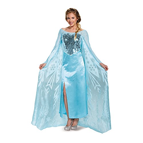 Disguise Women's Elsa Ultra Prestige Adult Costume, Blue, Medium