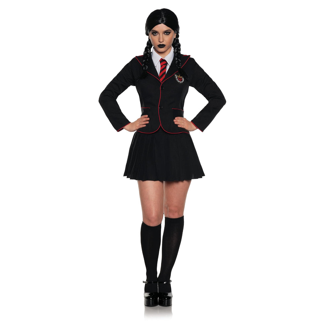 UNDERWRAPS Gothic Black Schoolgirl Dress - Gothic Dress for Women Halloween Womens Costume, Gothic Black Dress Sexy Goth (Gothic Schoolgirl, Medium 8-10)