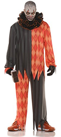 UNDERWRAPS Scary Adult Clown Costume - Men's Evil Clown Halloween Costume, Creepy Clown Halloween Suit for Men & Boys, Twisted Killer Clowns Cosplay with Collar Accessory, XX-Large