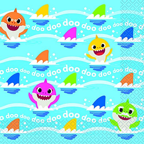 Unique Baby Shark Paper Lunch Napkins - 16 Pcs, multi