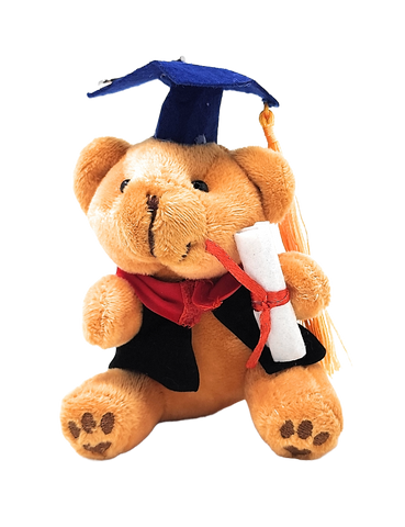 4.5" Clip on Graduation Brown Bear - Blue Mortar