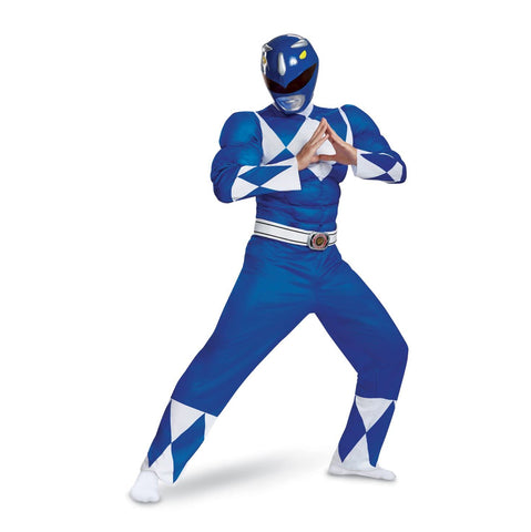 Disguise Men's Plus Size Blue Ranger Classic Muscle Adult Costume, XXL (50-52)