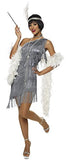 Dazzling Flapper Adult Costume Gun Metal Silver - Large