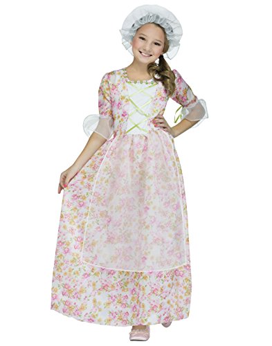 Fun World Colonial Girl Costume, Large 12-14, Multicolor