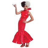 Cruella Dress Costume, Official Disney Estella Red Dress Outfit from Cruella Live Action Movie, Girls Size Junior (7-9)