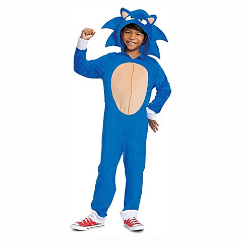 Sonic the Hedgehog Costume, Official Sonic Movie Costume and Headpiece, Kids Size Small (4-6)