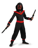 Disguise Costumes Glow Away Neon Ninja Costume, Black/Red, Large/10-12