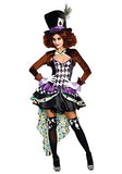 Dreamgirl Adult Mad Hatter Costume for Women, Womens Whimsical Mad Hatter Madness Halloween Costume - Large Multi