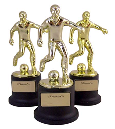 Pack of 3 Black and Gold Sports Award Trophies for Teachers and Kids, 5 Inch (Soccer)