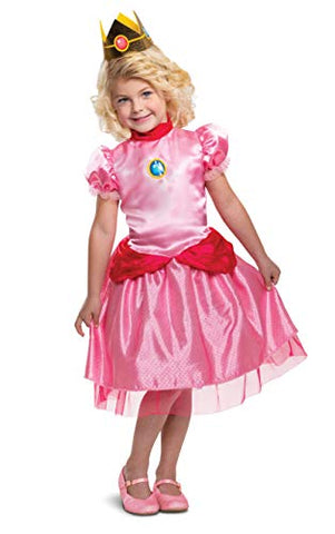 Disguise Princess Peach Costume Dress, Nintendo Super Mario Bros Dress Up Outfit for Girls, Toddler Size Medium (3T-4T), Pink