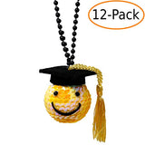 Graduation Cap Sequined Happy Face Beaded Necklace Party Favor (12 Pack)