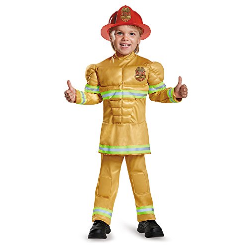 Fireman Toddler Muscle Costume, Large (4-6)