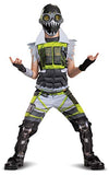 Disguise Apex Legends Octane Costume, Video Game Inspired Muscle Padded Jumpsuit and Mask, Child Size Large (10-12), Green & Beige