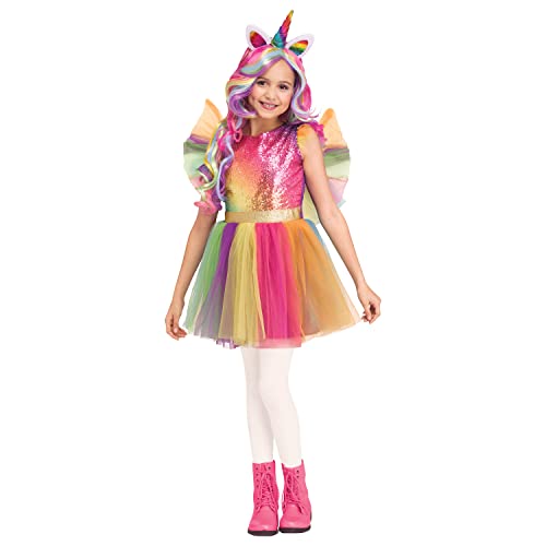Fun World Rainbow Sequin Unicorn Child Costume, Small 4-6