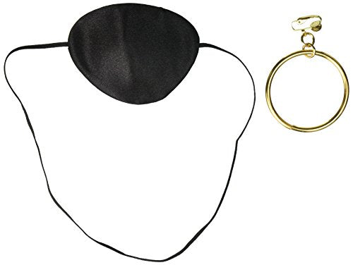 Costume Culture Men's Pirate Patch and Earring, Black, One Size