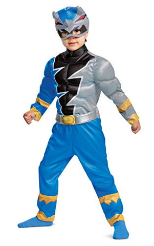Blue Power Ranger Costume for Toddlers, Official Power Rangers Dino Fury Outfit with Mask, Size Large (4-6)
