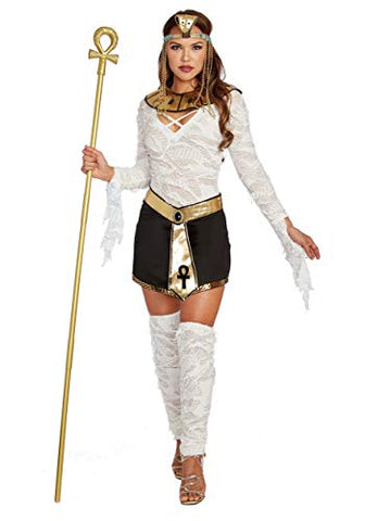 Dreamgirl Adult Egyptian Mummy Costume, Mummy Dearest Halloween Costume - Small White