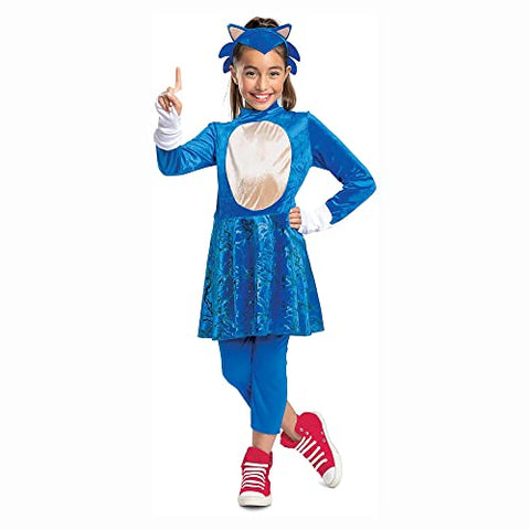 Sonic the Hedgehog Costume for Girls, Official Sonic Movie Costume and Headpiece, Kids Size Extra Large (14-16)