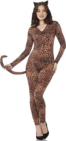 Snow Leopard Print Cat Suit Women's Costume Medium 10-12