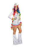 Dreamgirl Women's Unicorn Beauty Festival Costume Dress, White/Multi, Small