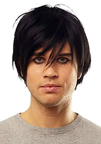 Franco Emo Mens Black Wig