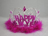 12 Happy New Year Marabou Tiaras - Assorted