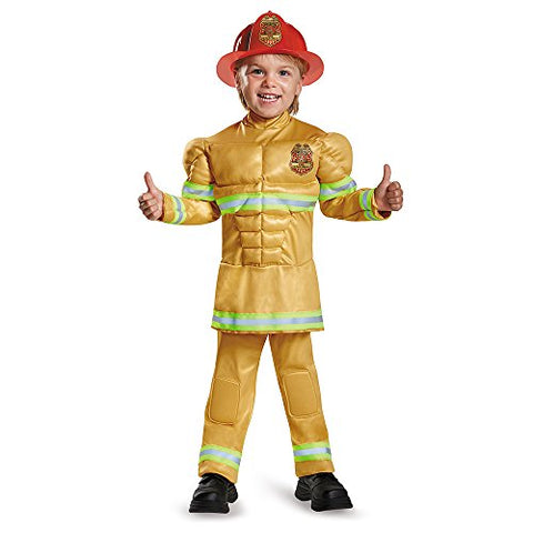 Fireman Toddler Muscle Costume, Medium (3T-4T)