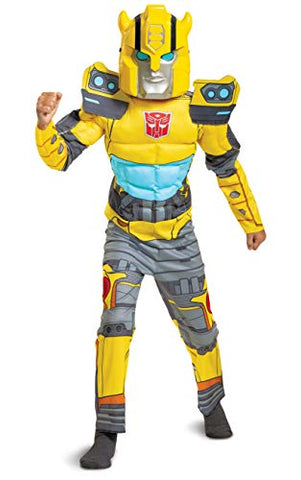 Bumblebee Costume, Muscle Transformer Costumes for Boys, Padded Character Jumpsuit, Kids Size Small (4-6)