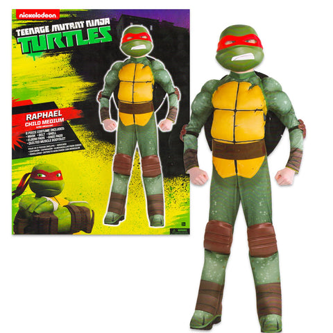 Teenage Mutant Ninja Turtles Costumes for Boys - TMNT Halloween Costume for Kids with Muscle Bodysuit, Mask, Shell, More (Raphael, 8-10)
