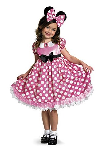 Disguise Mickey Mouse Clubhouse Minnie Glow In The Dark Dot Dress Costume - Pink/White / Medium 7-8