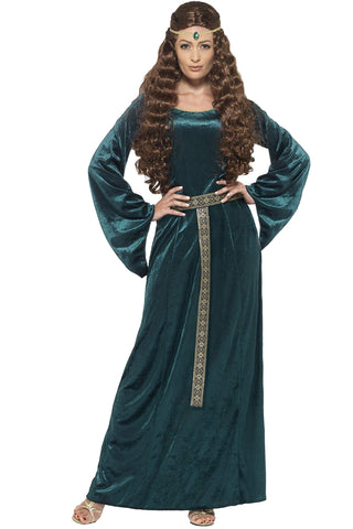 Smiffys mens Medieval Maid Costume, Green, S - US Size 6-8