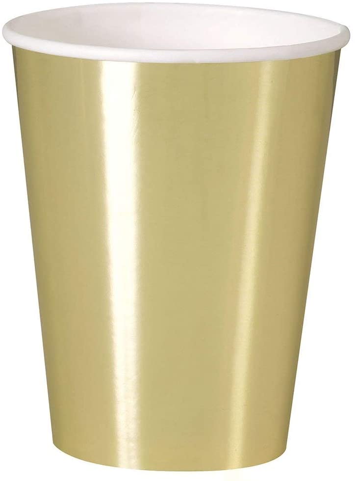 12oz Foil Gold Paper Cups, 8ct