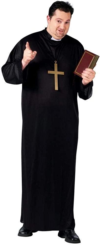 Fun World Men's Priest, Black, Plus Size up to 6'2" / 300 lbs
