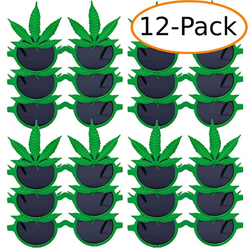 Fantasia Collections Green Marijuana Leaf Pot Leaf Weed Round Fun Party Favor Sunglasses
