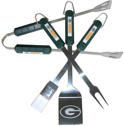Siskiyou NFL Green Bay Packers Four Piece Stainless Steel BBQ Set BBQ Grill Set 6 x 15in
