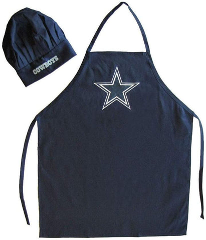 Apron Chef Hat Set for Dallas Cowboys, Adjustable Black Bib Cooking Aprons Water Drop Resistant Elastic Baker Kitchen Cooking Chef Cap Women Men Chef, Black (for Dallas Cowboys)