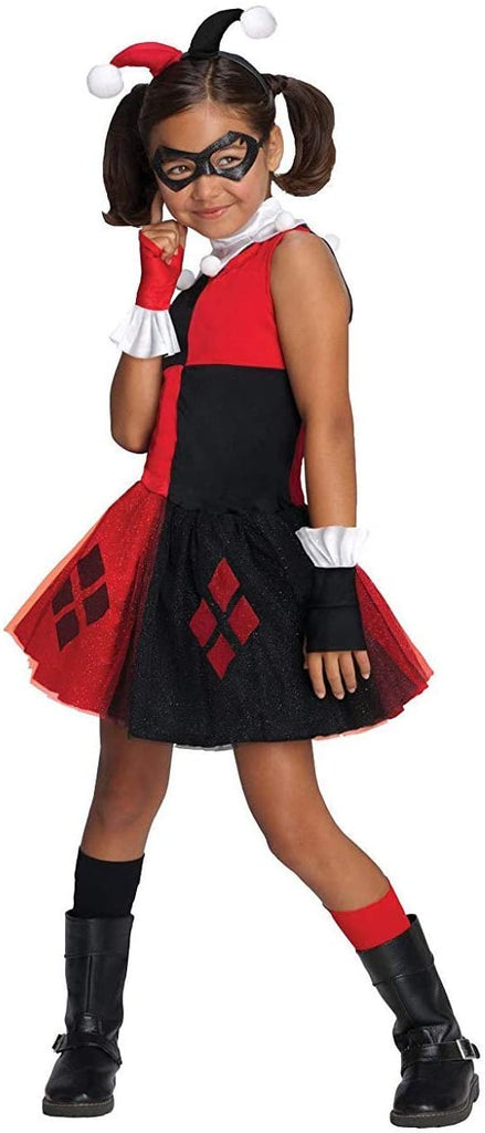DC Super Villain Collection Harley Quinn Girl's Costume with Tutu Dress