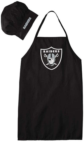 Apron Chef Hat Set for Oakland Raiders, Adjustable Black Bib Cooking Aprons Water Drop Resistant Elastic Baker Kitchen Cooking Chef Cap Women Men Chef, Black (for Oakland Raiders)