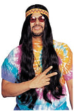 Costume Culture 60's Long Hippie Wig with Headband, Black, One Size