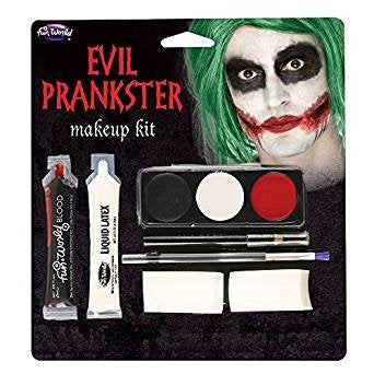 Fun World Unisex-Adult's Halloween Evil Prankster/Joker Make Up Kit, Multi, Standard