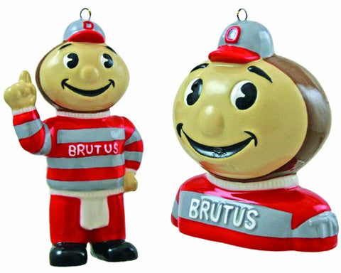 NCAA Ohio State Buckeyes 2-Piece Ceramic Mascot Bust & Figurine Ornament Set