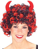 Adult's Black and Red Devil Demon Satan Wig with Horns