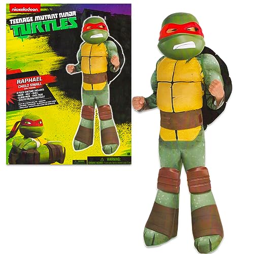 Teenage Mutant Ninja Turtles Costumes for Boys - TMNT Halloween Costume for Kids with Muscle Bodysuit, Mask, Shell, More (Raphael, 4-6)