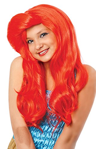 Costume Culture Mermaid Wig, Neon Red, One Size