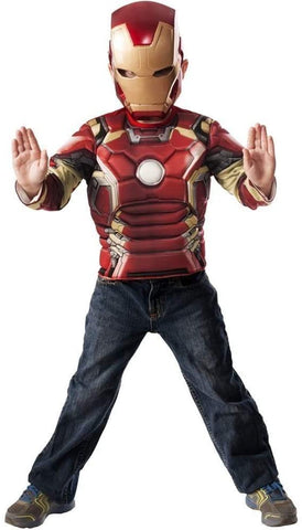 Marvel Avengers Iron Man "Mark 43" Muscle Chest Shirt and Mask