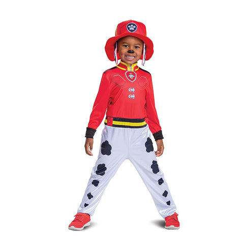 Paw Patrol Marshall Costume Hat and Jumpsuit for Boys, Paw Patrol Movie Character Outfit with Badge, Classic Toddler Size Medium (3T-4T) Multicolored