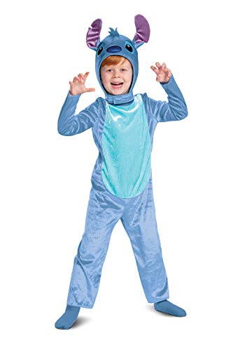 Disguise Stitch Costume for Kids, Officially Lilo and Stitch Costume Jumpsuit and Headpiece, Toddler Size Medium (3T-4T)