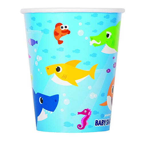 Unique Baby Shark Paper Cups - 8 Pcs, multicolor