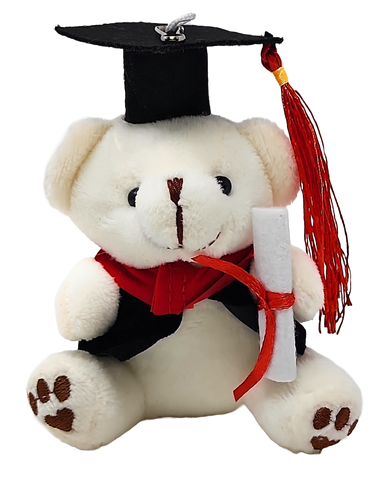 4.5" Clip on Graduation White Bear - Black Mortar